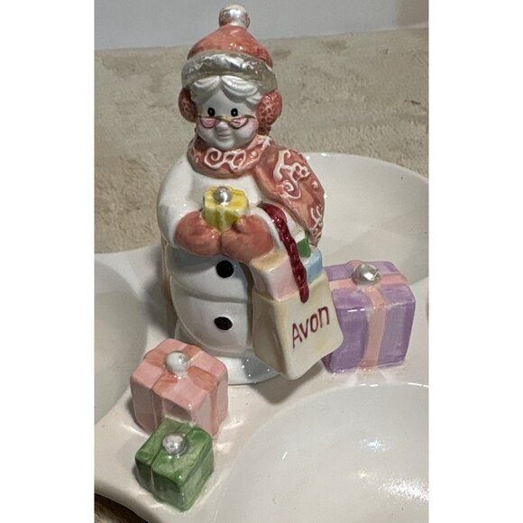 Avon Snowlady Candy Dish 2003 Presidents Club Collection Holiday Snowman Ceramic - Picture 7 of 12